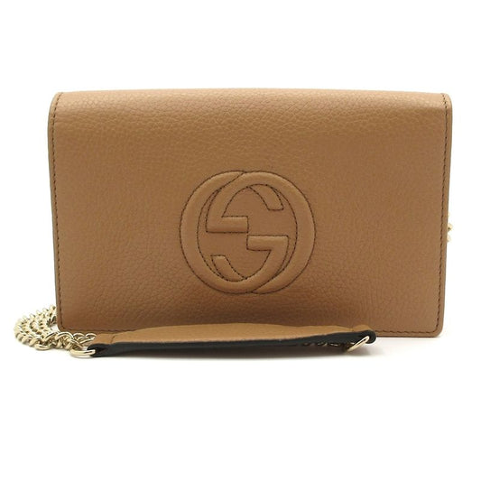 Gucci Wallet Beautiful Soho/interlocking G 598211 Beige Leather