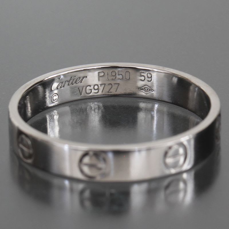 Cartier Mini Love Ring No 18.5 Pt950 Pair Box And Paper E1940