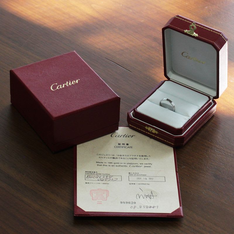 Cartier Mini Love Ring No 18.5 Pt950 Pair Box And Paper E1940