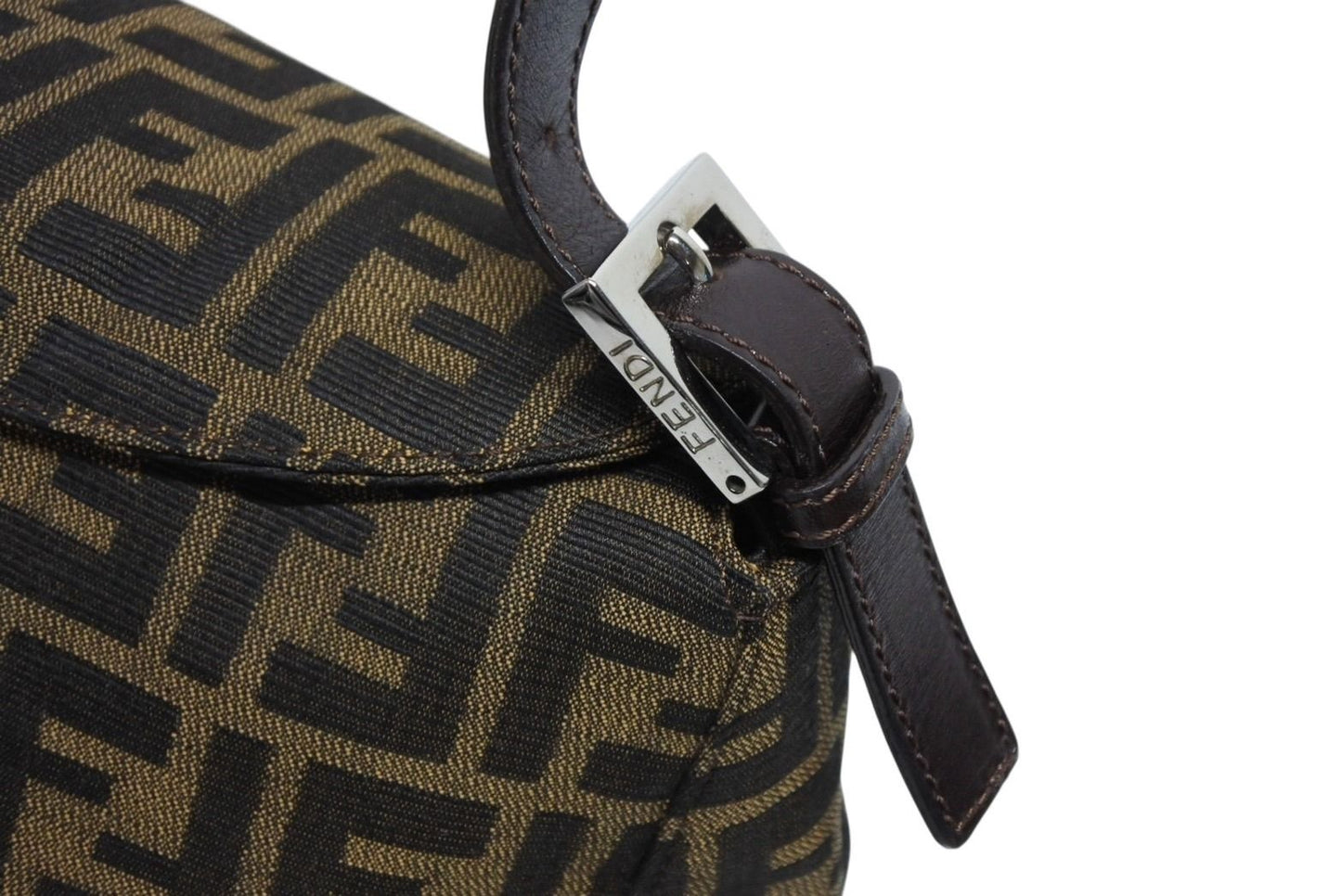 Fendi Mamma Baguette Bag Zucca Pattern Brown Canvas Leather Silver — view 6