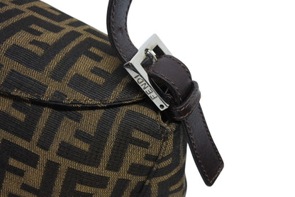 Fendi Mamma Baguette Bag Zucca Pattern Brown Canvas Leather Silver — view 6