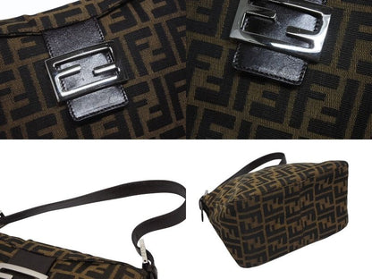 Fendi Mamma Baguette Bag Zucca Pattern Brown Canvas Leather Silver — view 7