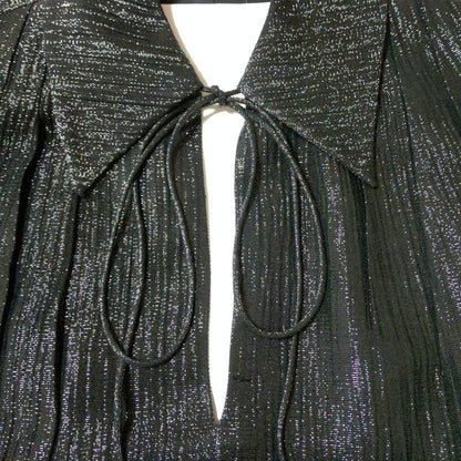 Fendi Dress Size 36 S Beautiful Women's - Black And Silver Open Collar Long