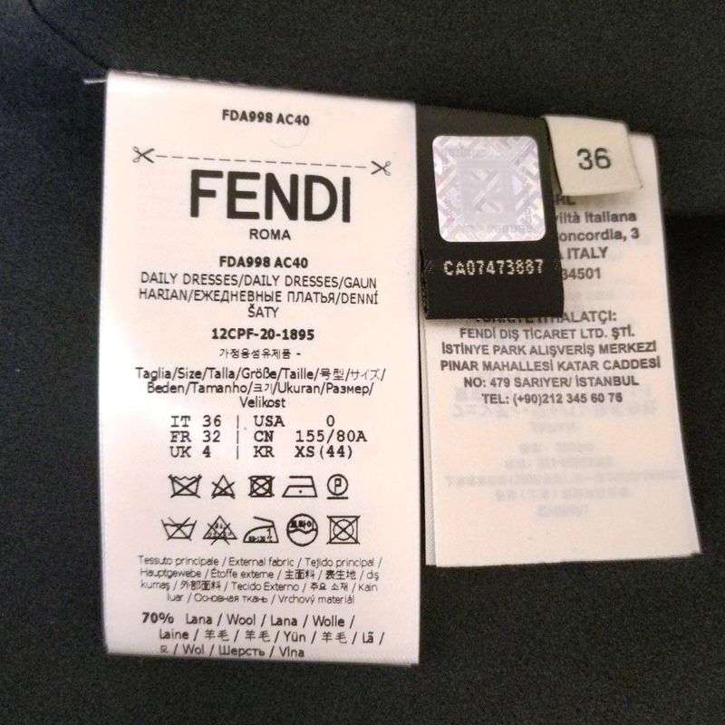 Fendi Dress Size 36 S Beautiful Women's - Black And Silver Open Collar Long