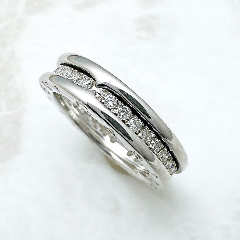 Bvlgari B-zero1 Full Diamond White Gold Ring 51 Approx 10.5 U