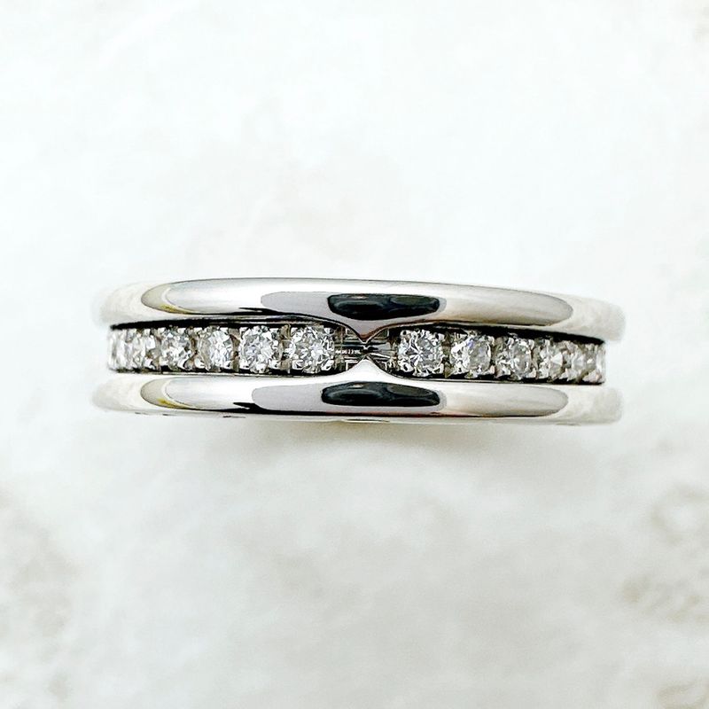 Bvlgari B-zero1 Full Diamond White Gold Ring 51 Approx 10.5 U