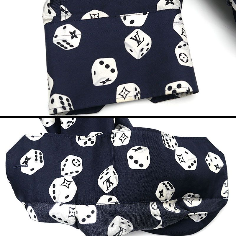 Louis Vuitton Dice Pattern Silk Long Sleeve Shirt Size L Dark Navy Monogram