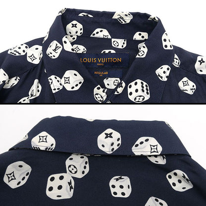 Louis Vuitton Dice Pattern Silk Long Sleeve Shirt Size L Dark Navy Monogram