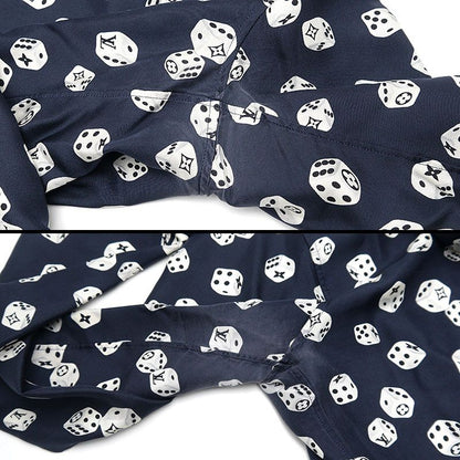Louis Vuitton Dice Pattern Silk Long Sleeve Shirt Size L Dark Navy Monogram
