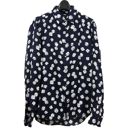 Louis Vuitton Dice Pattern Silk Long Sleeve Shirt Size L Dark Navy Monogram