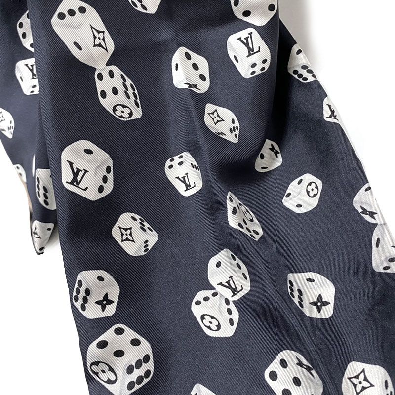 Louis Vuitton Dice Pattern Silk Long Sleeve Shirt Size L Dark Navy Monogram