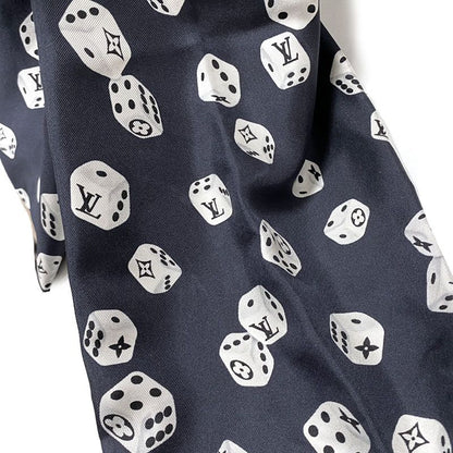 Louis Vuitton Dice Pattern Silk Long Sleeve Shirt Size L Dark Navy Monogram