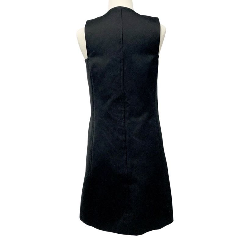 Louis Vuitton Dress Black Gold Double Breasted Satin Button Sleeveless