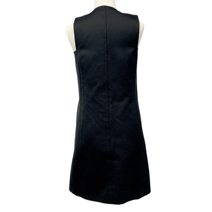 Louis Vuitton Dress Black Gold Double Breasted Satin Button Sleeveless