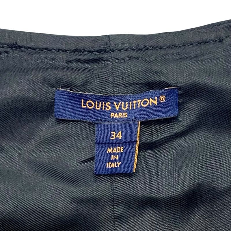 Louis Vuitton Dress Black Gold Double Breasted Satin Button Sleeveless