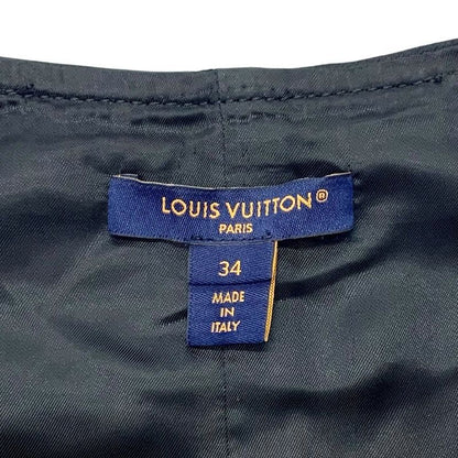 Louis Vuitton Dress Black Gold Double Breasted Satin Button Sleeveless