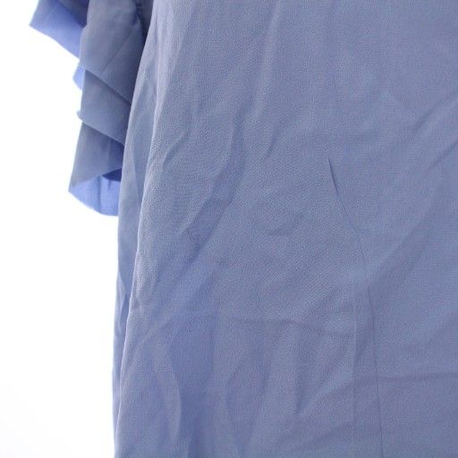 Gucci '17 Blouse Silk Short Sleeves Ruffle 44 Blue White 476149 TK