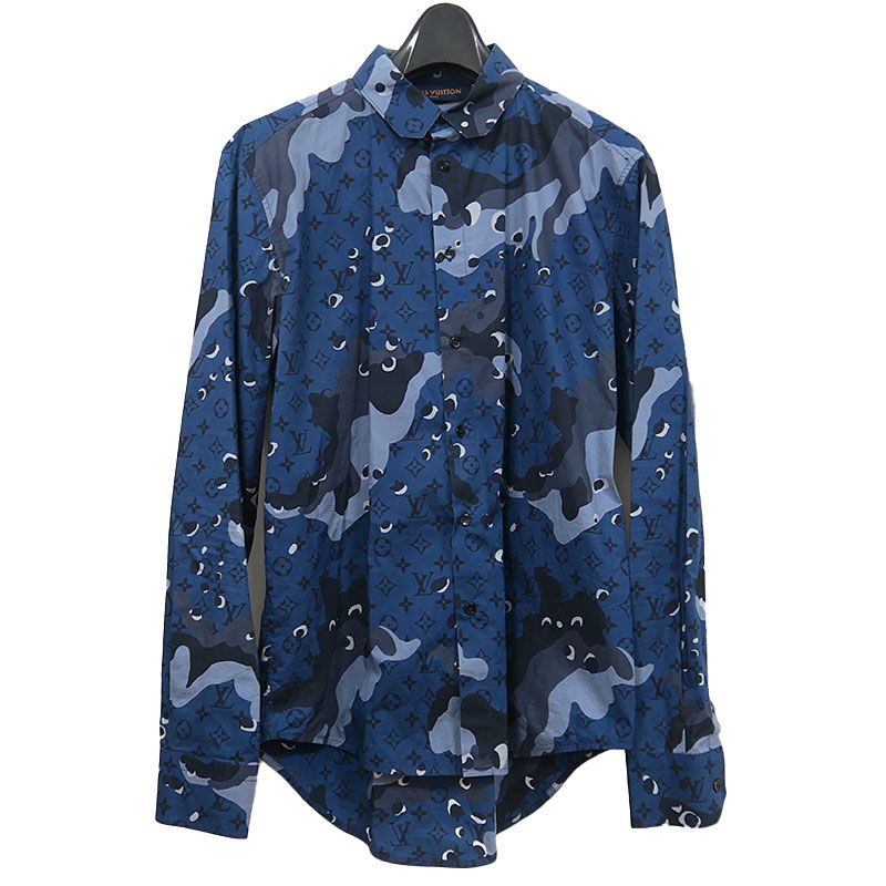 Louis Vuitton Camo DNA Océan Monogram Long Sleeve Shirt Size S Navy