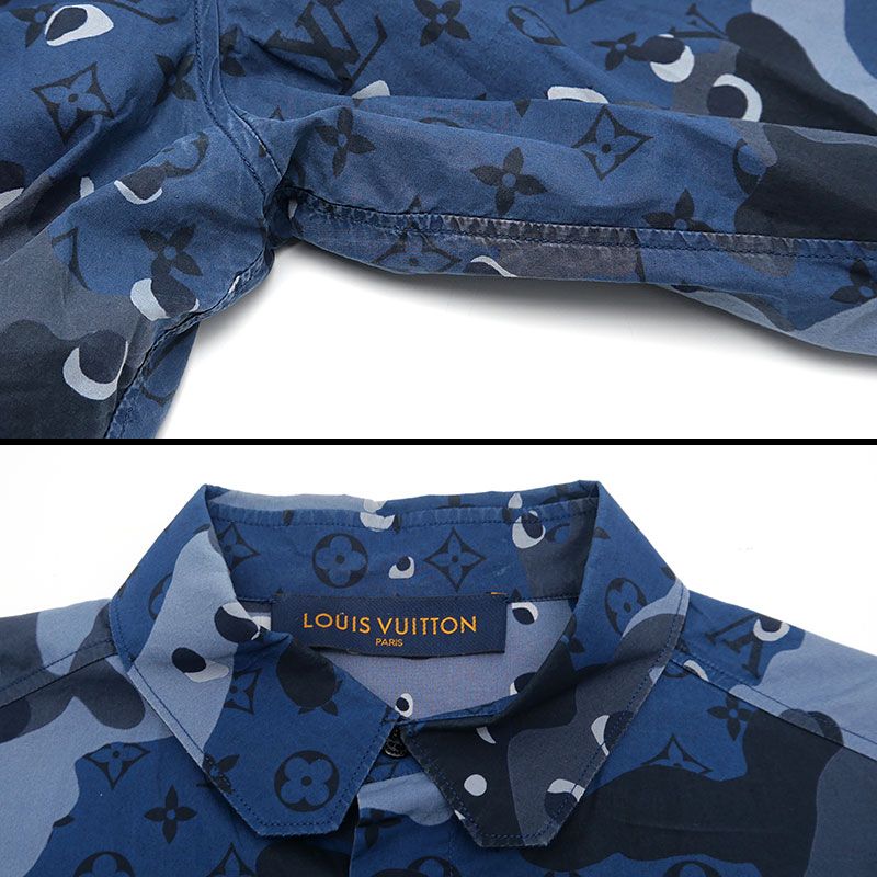 Louis Vuitton Camo DNA Océan Monogram Long Sleeve Shirt Size S Navy