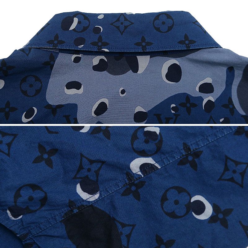 Louis Vuitton Camo DNA Océan Monogram Long Sleeve Shirt Size S Navy