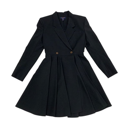 Louis Vuitton Dress Black Brown Tailored Monogram Wool