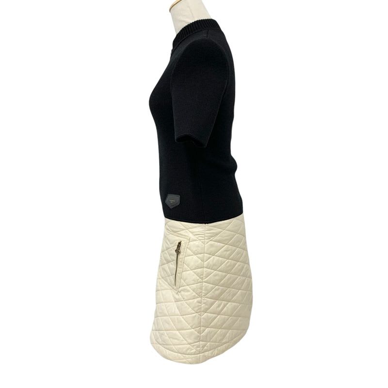 Louis Vuitton Dress Black Ivory Quilted Zip Up Logo Wool