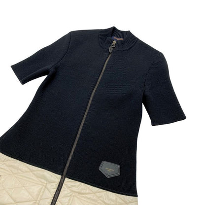 Louis Vuitton Dress Black Ivory Quilted Zip Up Logo Wool
