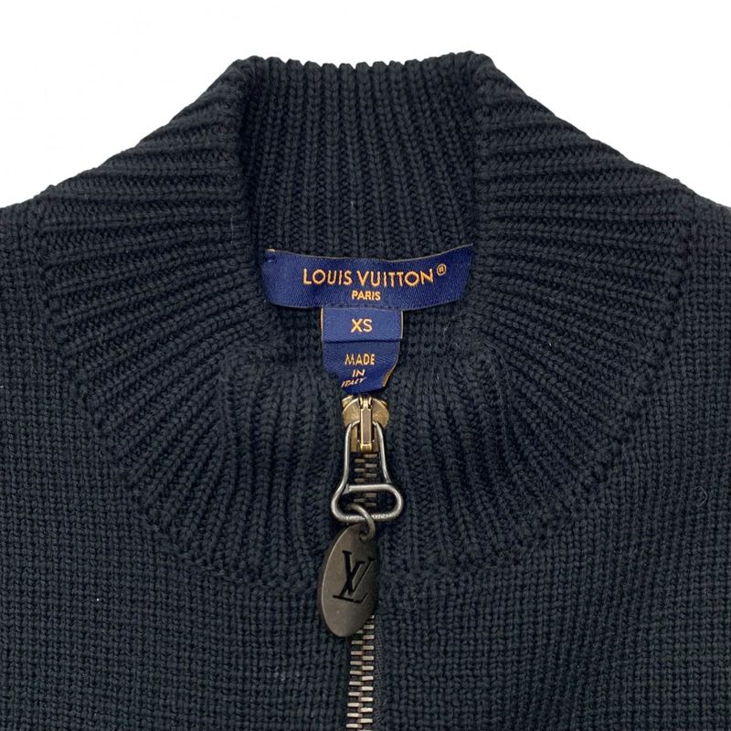 Louis Vuitton Dress Black Ivory Quilted Zip Up Logo Wool