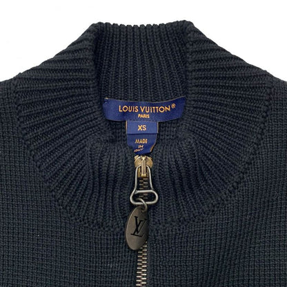 Louis Vuitton Dress Black Ivory Quilted Zip Up Logo Wool