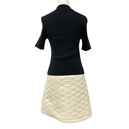 Louis Vuitton Dress Black Ivory Quilted Zip Up Logo Wool