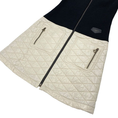 Louis Vuitton Dress Black Ivory Quilted Zip Up Logo Wool
