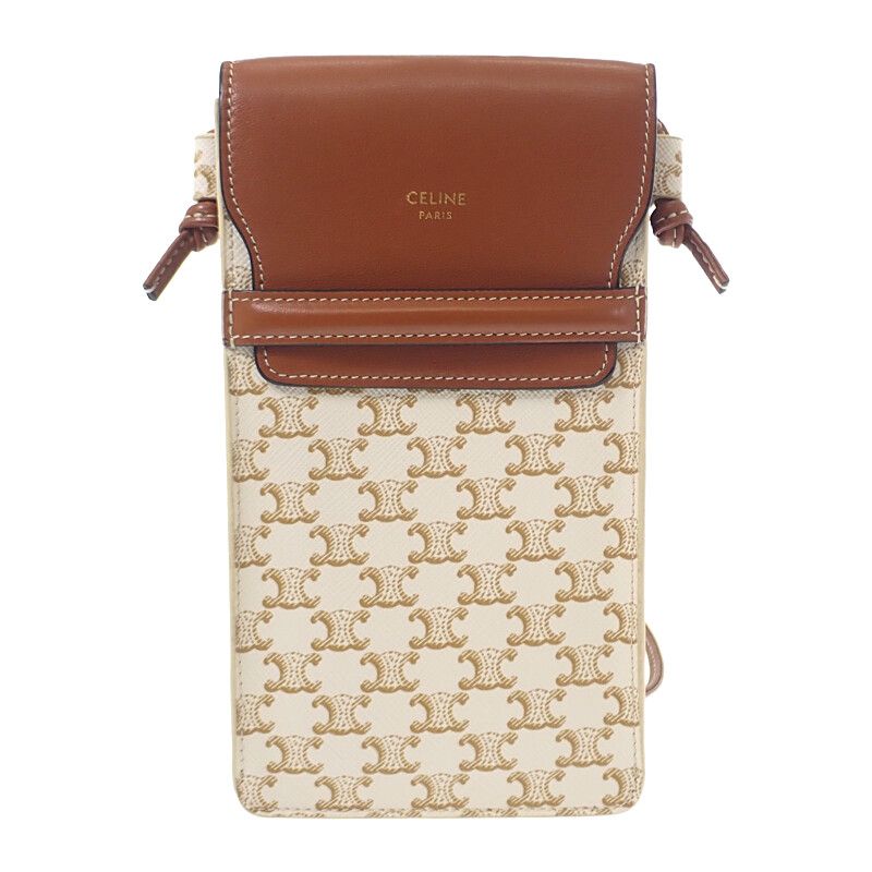 Celine Mobile Pouch 10g332cqd Shoulder Bag Phone Pouch Lambskin Triomphe Canvas