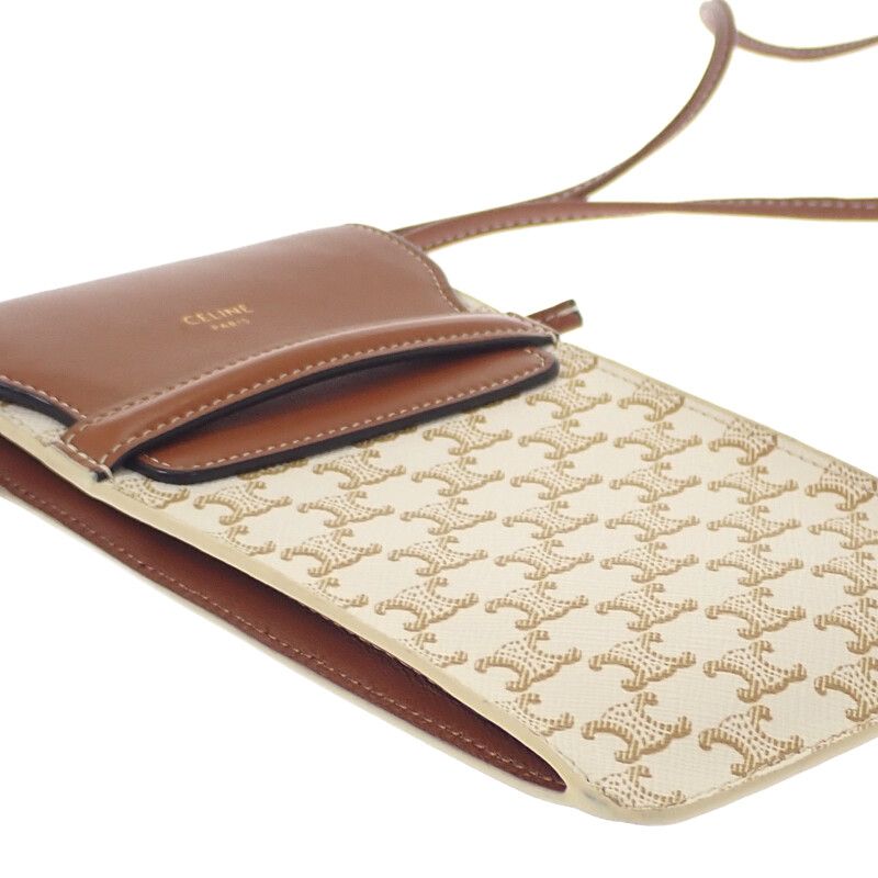 Celine Mobile Pouch 10g332cqd Shoulder Bag Phone Pouch Lambskin Triomphe Canvas