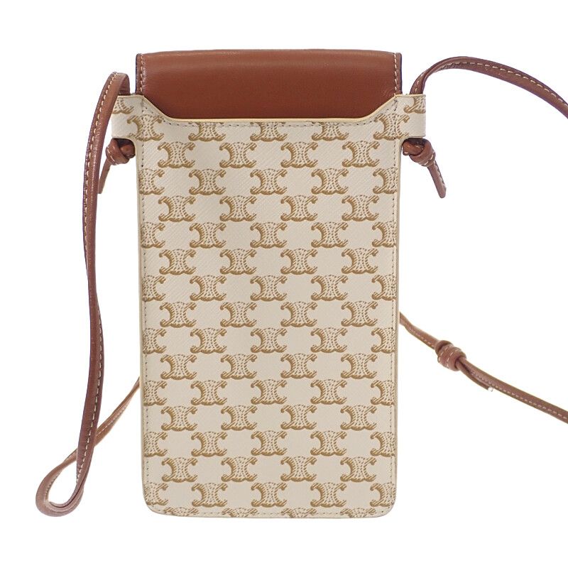 Celine Mobile Pouch 10g332cqd Shoulder Bag Phone Pouch Lambskin Triomphe Canvas