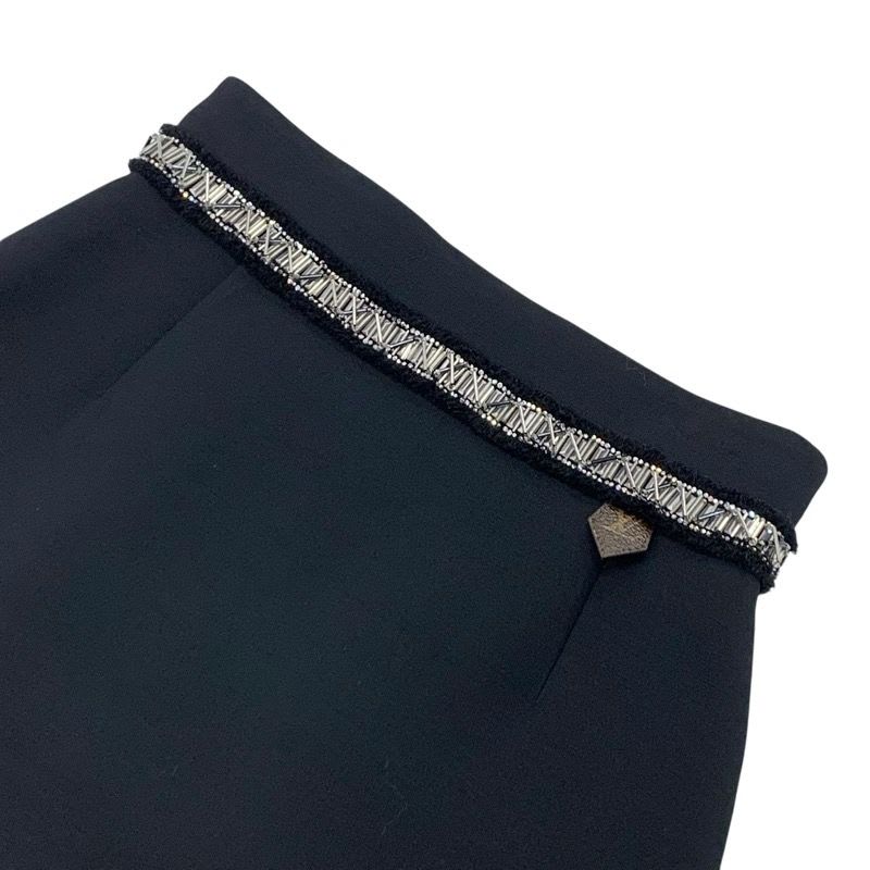 Louis Vuitton Bottoms Black Silver Monogram Beads Rhinestone Mini Skirt