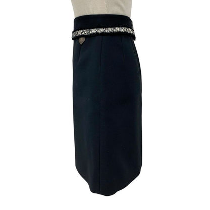 Louis Vuitton Bottoms Black Silver Monogram Beads Rhinestone Mini Skirt