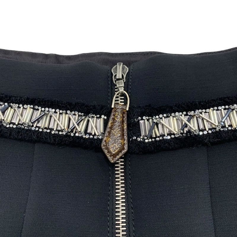 Louis Vuitton Bottoms Black Silver Monogram Beads Rhinestone Mini Skirt