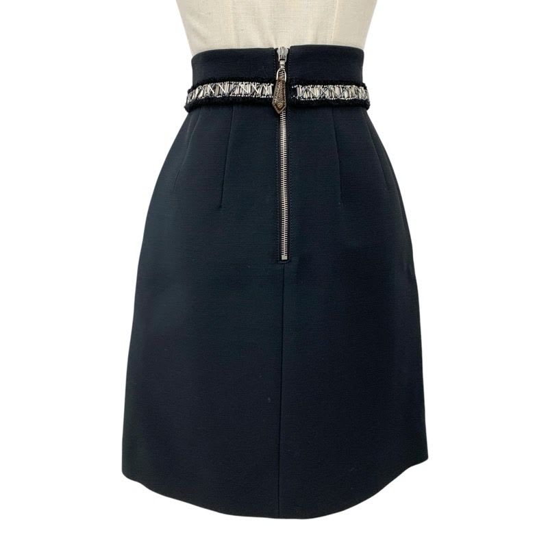 Louis Vuitton Bottoms Black Silver Monogram Beads Rhinestone Mini Skirt