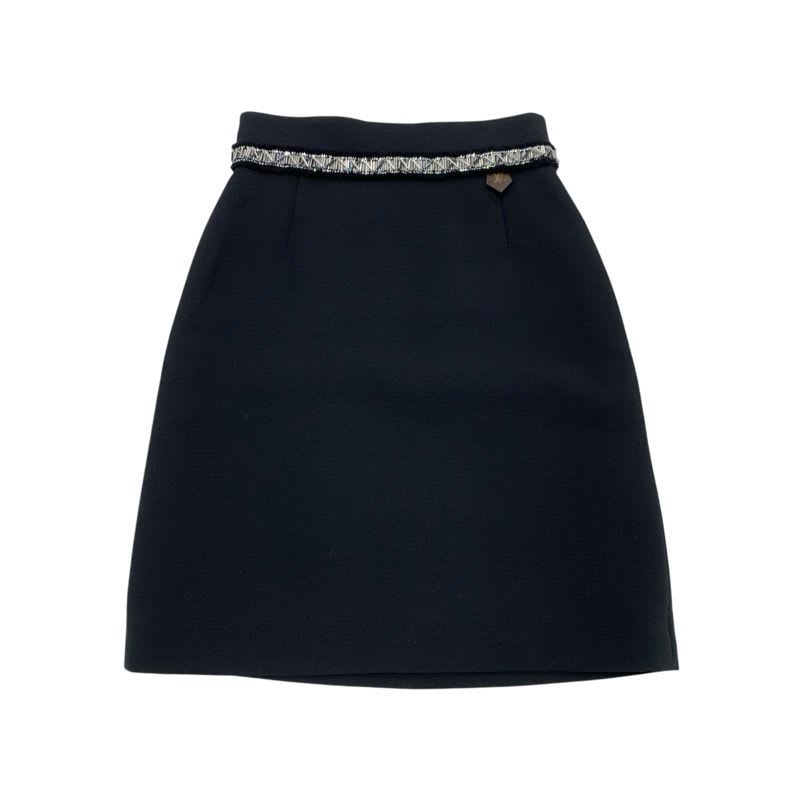 Louis Vuitton Bottoms Black Silver Monogram Beads Rhinestone Mini Skirt