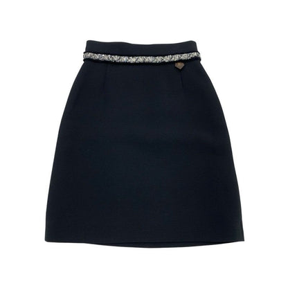 Louis Vuitton Bottoms Black Silver Monogram Beads Rhinestone Mini Skirt