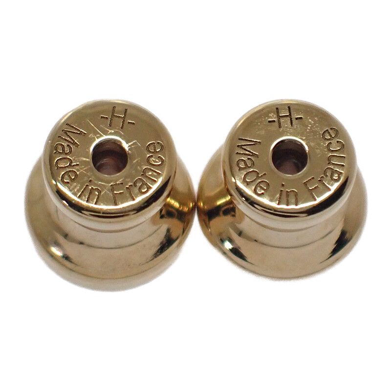 Hermes Amulet Duo Earrings Metal Buffalo Horn Brown Gold Ladies [grade A