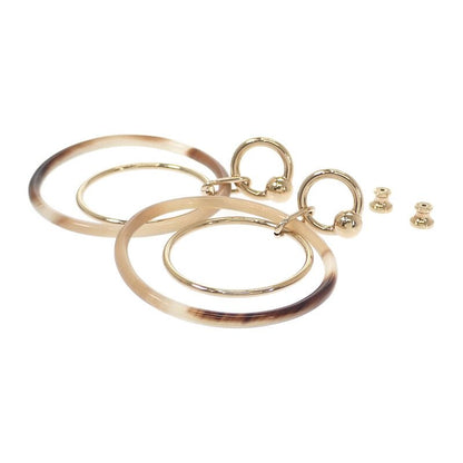 Hermes Amulet Duo Earrings Metal Buffalo Horn Brown Gold Ladies [grade A