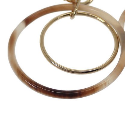 Hermes Amulet Duo Earrings Metal Buffalo Horn Brown Gold Ladies [grade A