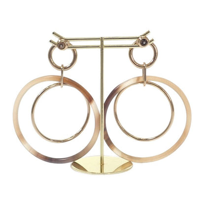 Hermes Amulet Duo Earrings Metal Buffalo Horn Brown Gold Ladies [grade A