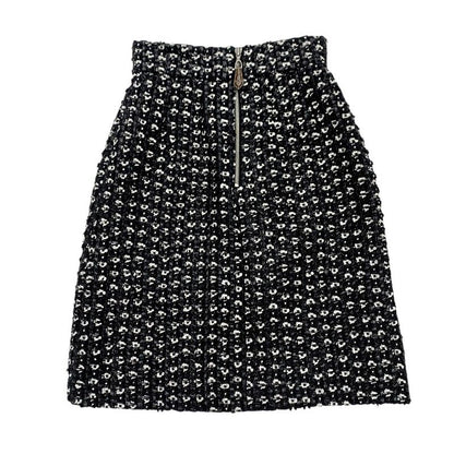 Louis Vuitton Bottoms Black White Silver Monogram Middle Skirt