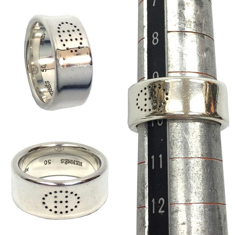 Hermes Silver Ring Evelyn Eclipse Ribbon 50 Aq5587