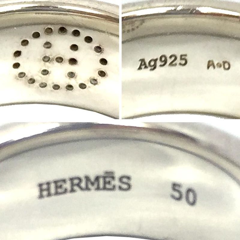 Hermes Silver Ring Evelyn Eclipse Ribbon 50 Aq5587
