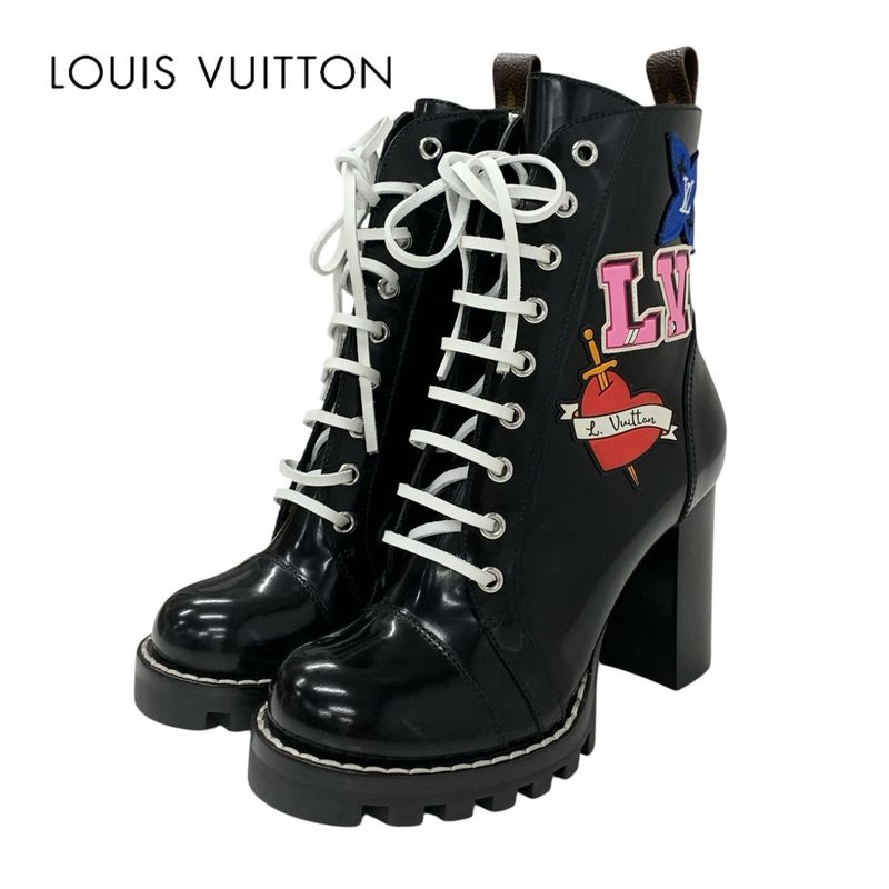 Louis Vuitton Star Trail Line Monogram Boots Short Boots Shoes Leather Black