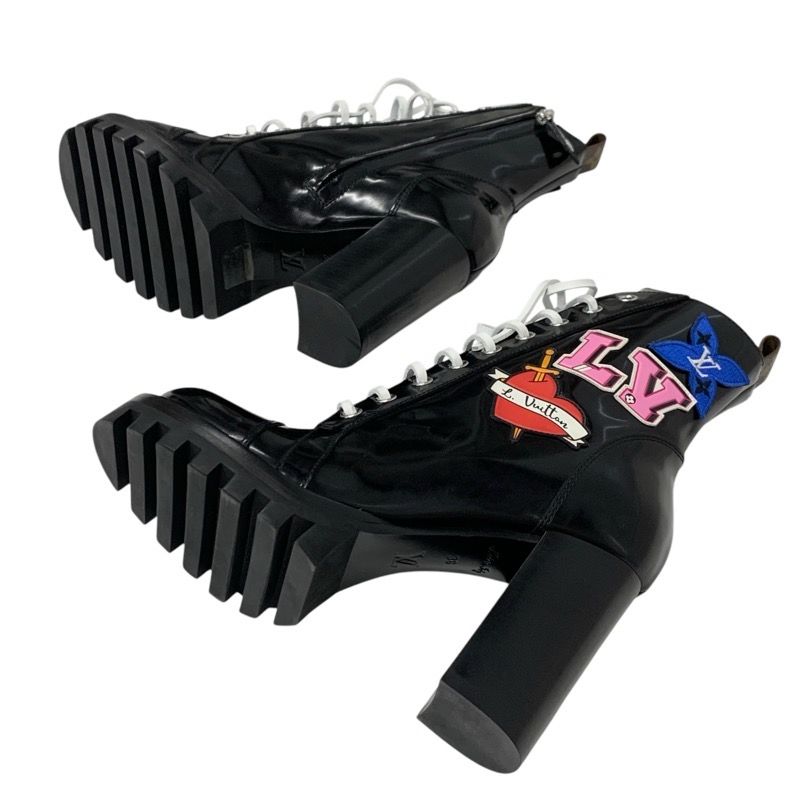 Louis Vuitton Star Trail Line Monogram Boots Short Boots Shoes Leather Black