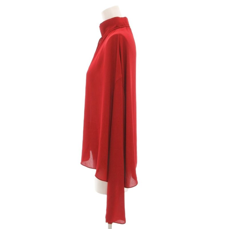 Balenciaga Blouse Cut And Sewn Long Sleeve Pullover High Neck Ribbon 36 Red GV